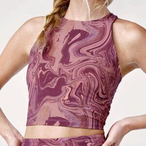 Beyond Yoga Refocus Cropped Tank in Serene Marble